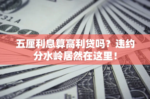 武汉五厘利息算高利贷吗？违约分水岭居然在这里！